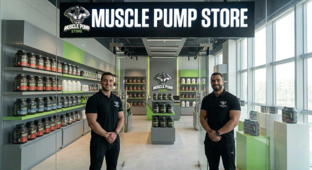 Muscle Pump Store: The best supplement store in Egypt modern showroom and friendly staff.