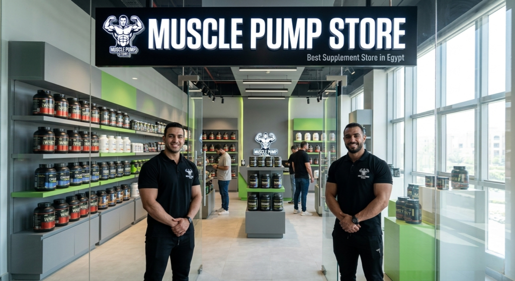 Muscle Pump Store: The best supplement store in Egypt modern showroom and friendly staff.