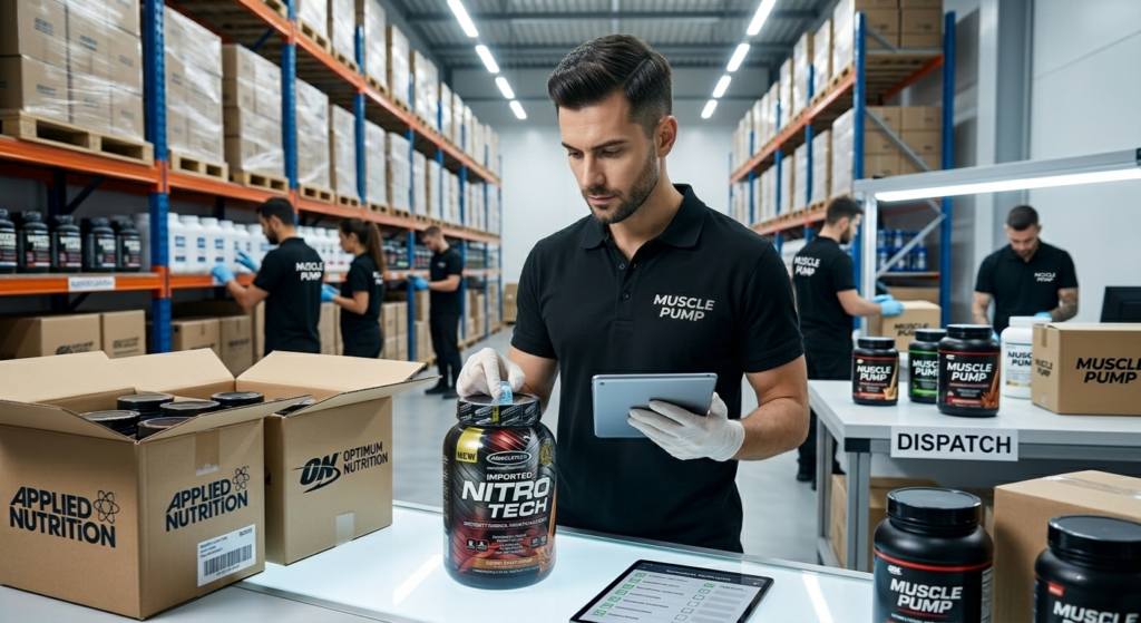 Muscle Pump Store rigorous quality control check and verification process by a male specialist in Egypt.