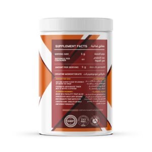 Creavox Creatine Supplement Facts and Serving Size Label