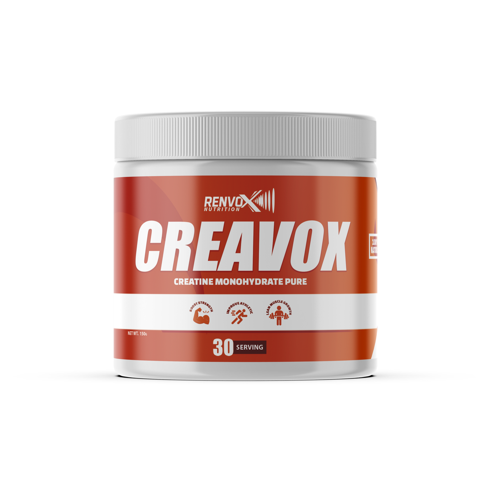 Creavox 150g Creatine Monohydrate 30 Servings Compact Front View