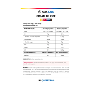 Yava Labs Cream Of Rice 1Kg