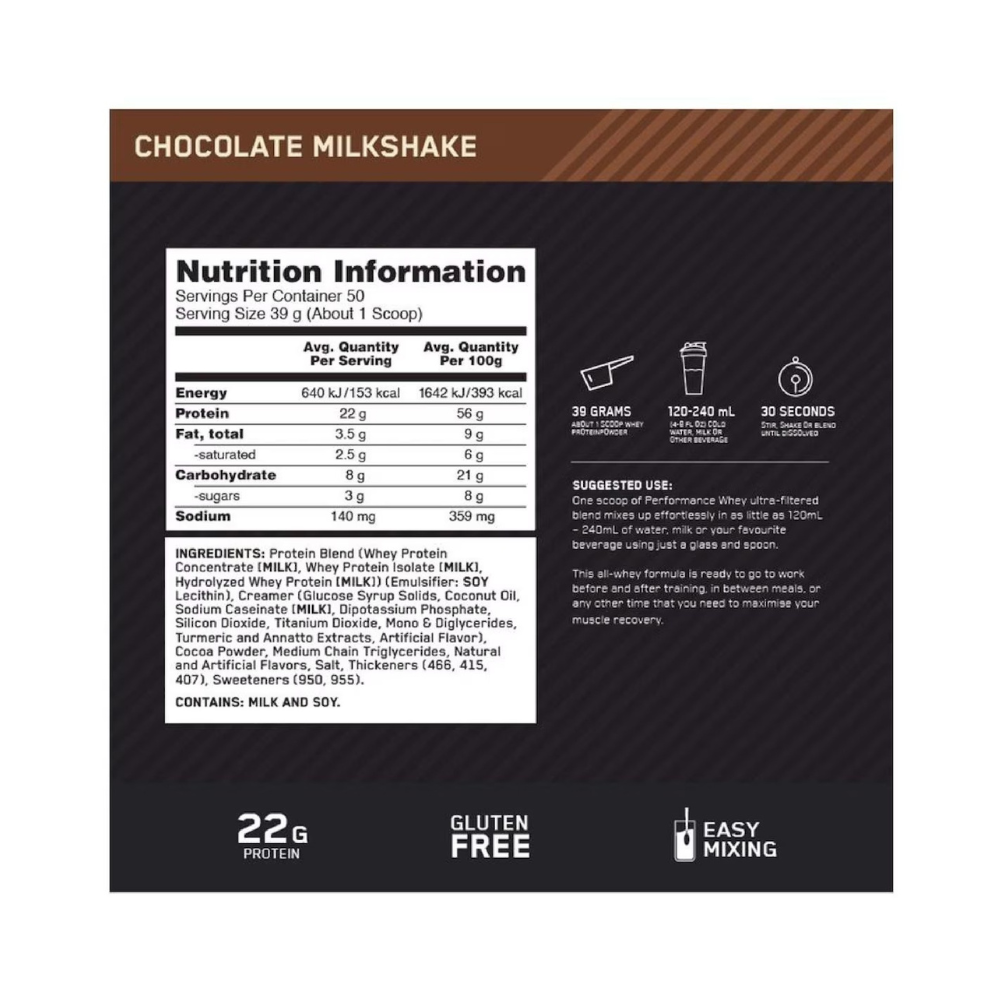Optimum Nutrition Performance Whey 1.95Kg 50 Serv - Image 2